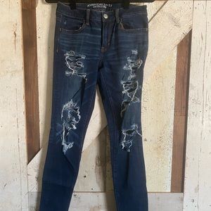 American Eagle Heavily Distressed Denim Jeggings